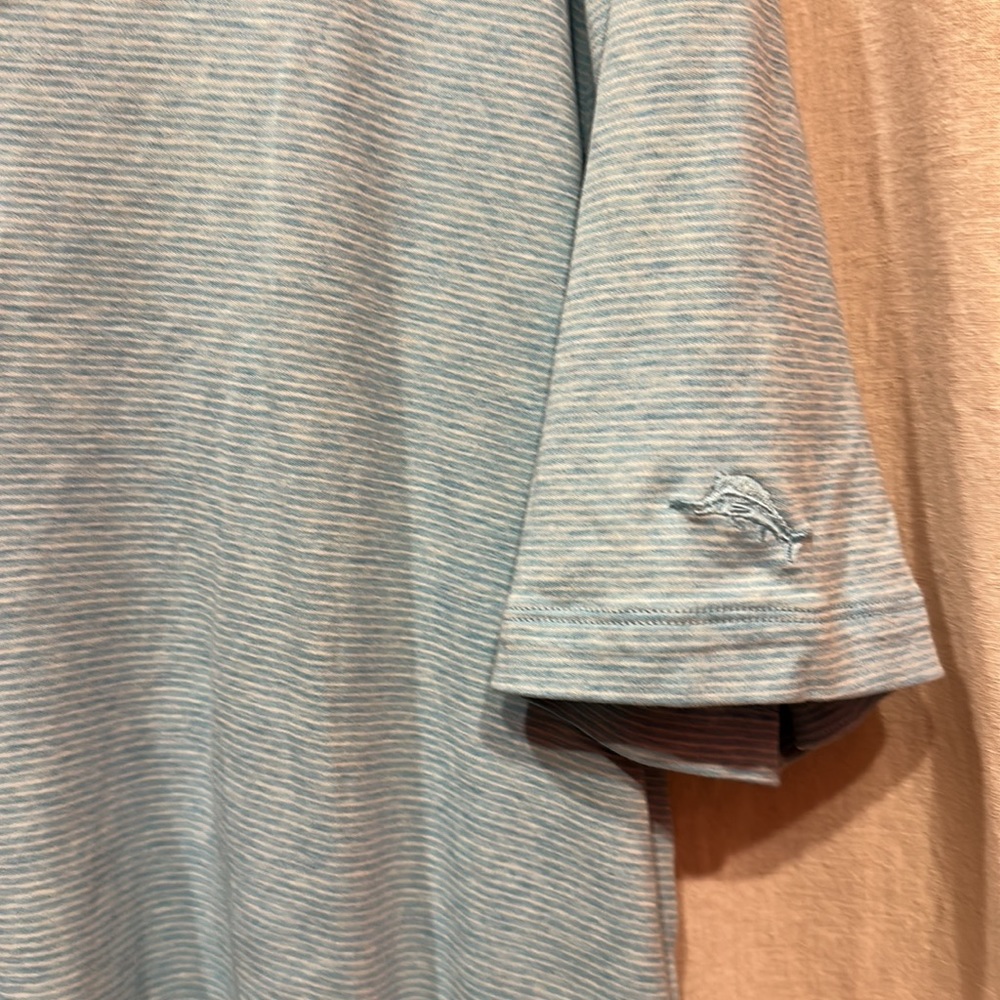 ⚜️EUC TOMMY BAHAMA heathered-mint green polo top Size Large - Picture 3 of 7